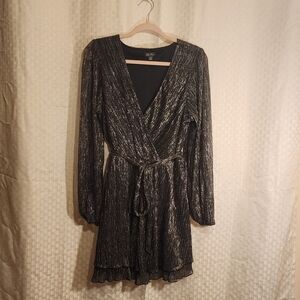 Lily Rose Black and Silver Long Sleeve Dress